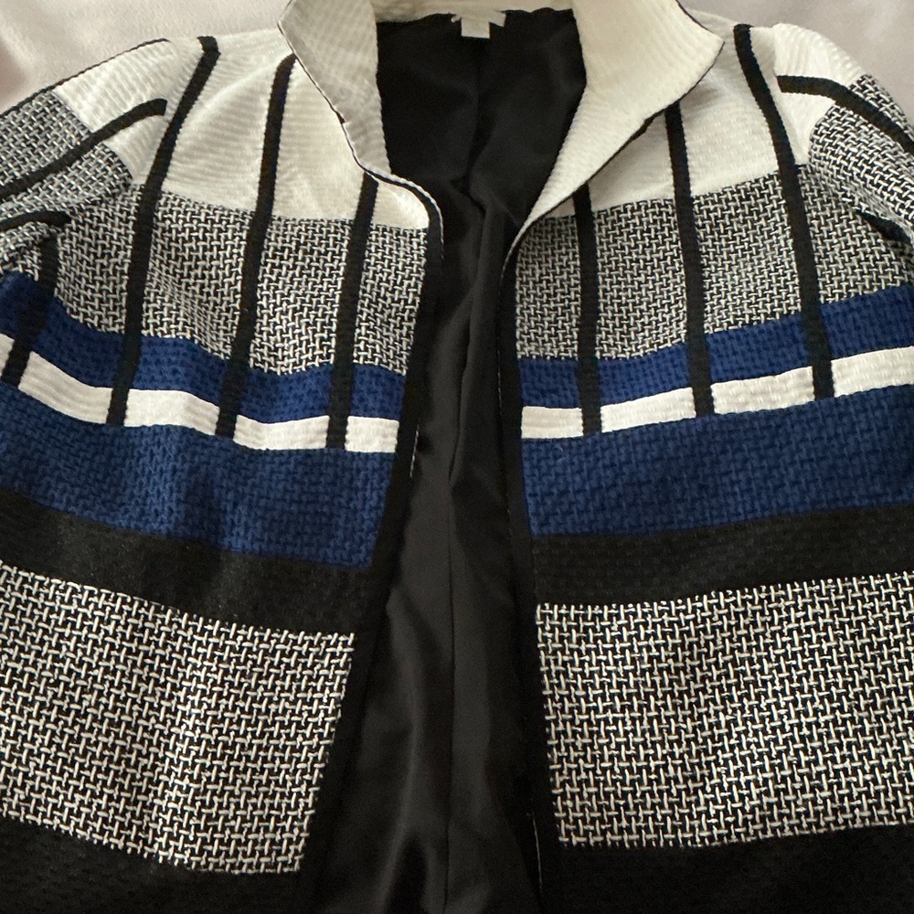 Chico's Black and Blue Patterned Blazer